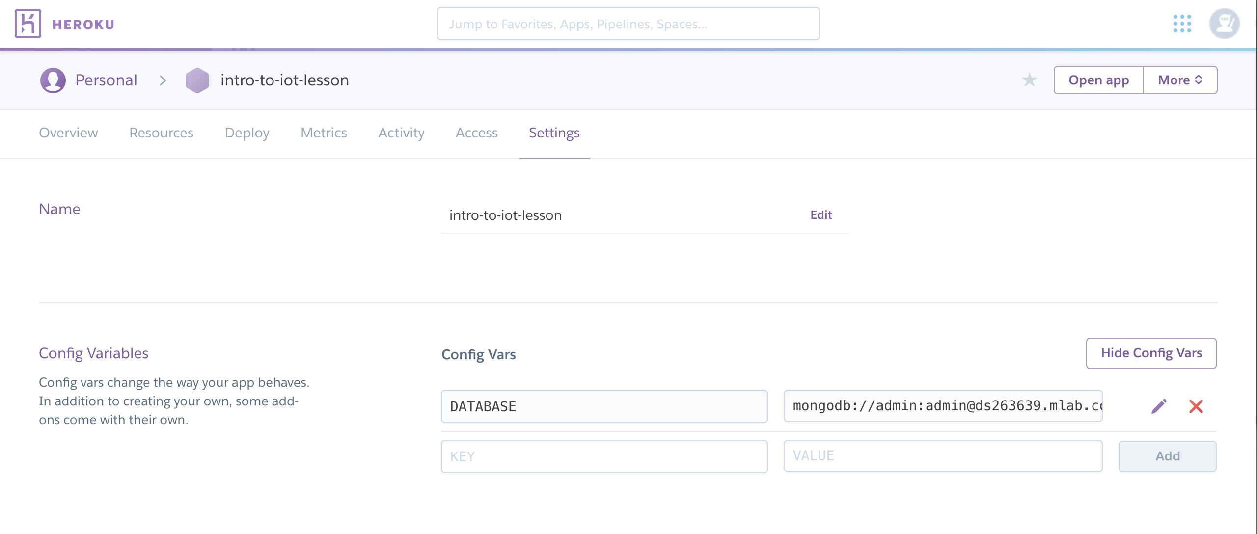 Connecting to Heroku